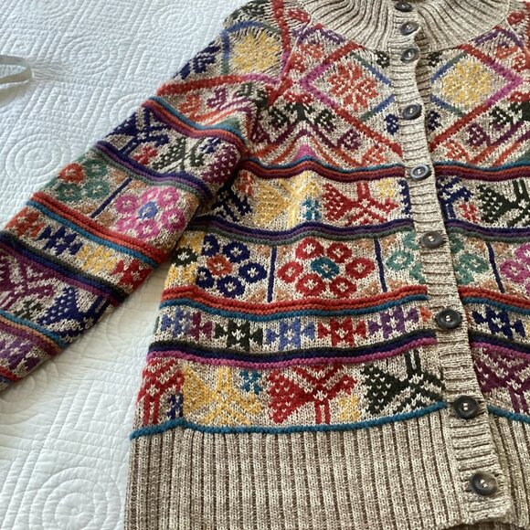 Peruvian Connection Womens Knit Cardigan Sweater Size L Pima Cotton Alpaca - Picture 12 of 15